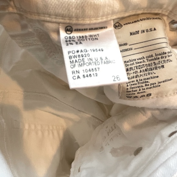 AG Adriano Goldschmied SZ 26 White Cigarette Crop Jeans! - Picture 8 of 9